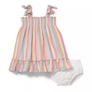 Janie and Jack Striped Crinkle Gauze Dress